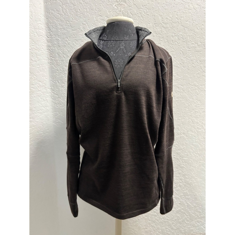 Kuhl Mens‎ Quarter Zip Pullover Brown Long Sleeve Performance Shirt Medium